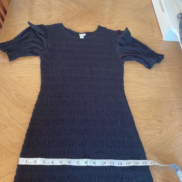 & Other Stories Black Smocked Puff Sleeve Mini Dress Size Small - Picture 11 of 12